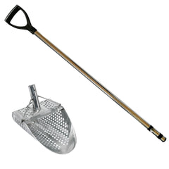 Dune Scoops Kraken 11x 8 Stainless Steel Metal Detector Sand Scoop w/ Dune Large & Strong Collapsible Stainless Steel Handle Universal Pole
