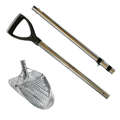 Dune Scoops Kraken 11x 8 Stainless Steel Metal Detector Sand Scoop w/ Dune Large & Strong Collapsible Stainless Steel Handle Universal Pole