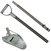 Dune Scoops Titanium Beach Sand Scoop 1.5mm Titanium Sheet /10 mm Hexahedron Holes and Titanium Rod with Handle