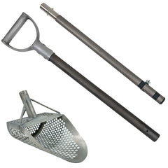Dune Scoops Titanium Beach Sand Scoop 1.5mm Titanium Sheet /10 mm Hexahedron Holes and Titanium Rod with Handle