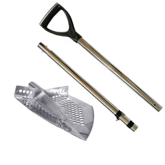 Dune Scoops Stainless Steel 2.0mm Shovel for Digging/10mm Hexahedron Holes with Collapsible Stainless Steel Handle Universal Pole
