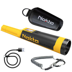 Nokta Accupoint Pinpointer with holster, charger, and lanyard