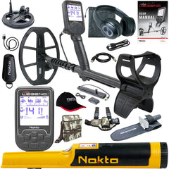 Nokta The Legend SMF Metal Detector Pro Pack w/ Wireless Headphones, LG30 12″ X 9″ Coil, Starter Pack, and Accupoint