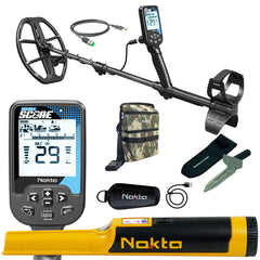 Nokta Double Score (Score 2) SMF Waterproof Metal Detector with AccuPOINT, Premium Digger, and Finds Pouch