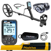 Nokta Double Score (Score 2) SMF Waterproof Metal Detector with Bluetooth Wireless Headphones and AccuPOINT Pinpointer