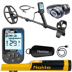 Nokta Double Score (Score 2) SMF Waterproof Metal Detector with Bluetooth Wireless Headphones and AccuPOINT Pinpointer