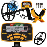 Garrett ACE 400 Metal Detector with waterproof coil, coil cover, hardware, and batteries.