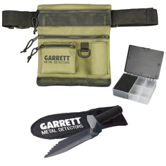 Garrett 3 Piece Multi-Use Accessory Kit - All Terrain Dig Pouch, Edge Digger, and Keepers Finds Box