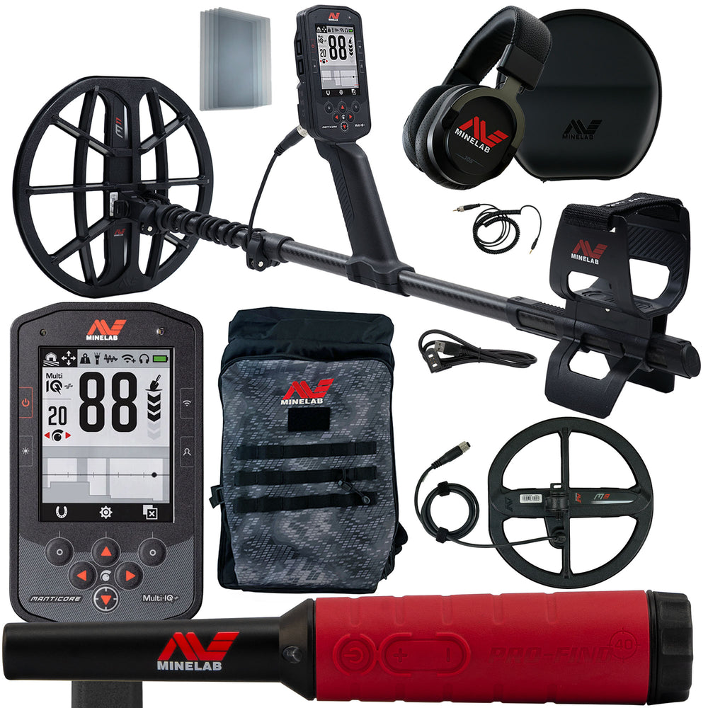 MINELAB Manticore High Power Metal Detector with M9 Coil, Pro-Find 40, and Backpack