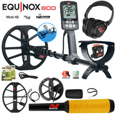 Minelab EQUINOX 800 Metal Detector, 15" Coil, Pro-Find 35 Pinpointer, & 6" Coil