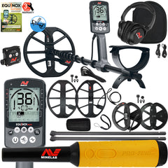 Minelab EQUINOX 800 Metal Detector 15" Coils, Lower Shafts, Pro-Find 35, and FREE 6" Coil