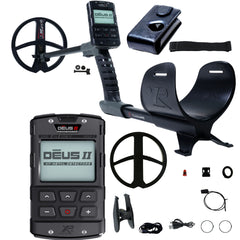 XP DEUS II Fast Multi Frequency RC Metal Detector with 9" FMF and Elliptical 9.5” x 5” HF2 Search Coils