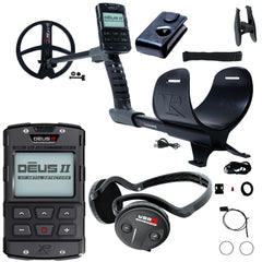 XP DEUS II Fast Multi Frequency RC Metal Detector with WSA-ST Stereo Headphones and 9" FMF Search Coil