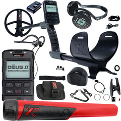 XP DEUS II Fast Multi Frequency Metal Detector with 9" FMF Search Coil, MI-6 Pinpointer, and BH-01 Bone Conduction Headphones