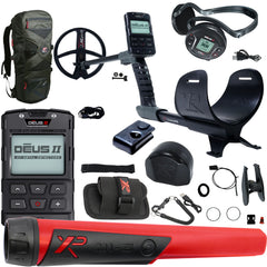 XP DEUS II Fast Multi Frequency Metal Detector with 9" FMF Search Coil, MI-6, and XP Backpack