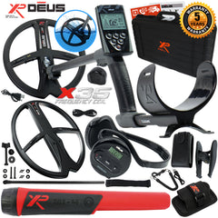 XP Deus Metal Detector w/ MI-4 Pinpointer, WS4 Backphone, Remote & 2 X35 Coils