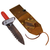 Brown Leather Sheath LEFT Sided & Lesche Digging Tool RIGHT Serrated