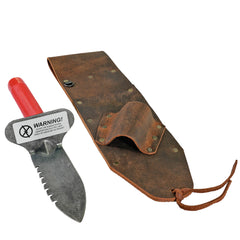 Brown Leather Sheath RIGHT sided & Lesche Digging Tool RIGHT Serrated