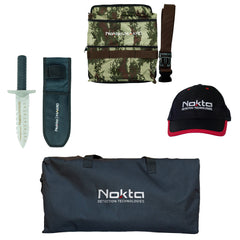 Nokta 4-Piece Treasure Accessory Set - Universal Carrying Bag, Camo Pouch, Premium Digger, and Hat