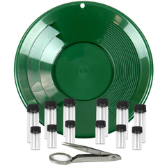 TerraX Finishing Gold Prospecting Equipment Kit with Glass Vials, Gold Pan, Magnifying Tweezers, 14pc