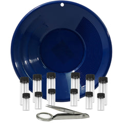 TerraX Finishing Gold Prospecting Equipment Kit with Glass Vials, Gold Pan, Magnifying Tweezers, 14pc