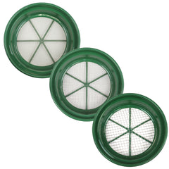 TerraX 3 pc Green Plastic Gold Sifting Pan Classifier Stackable Mesh Size 1/2 1/4 1/8