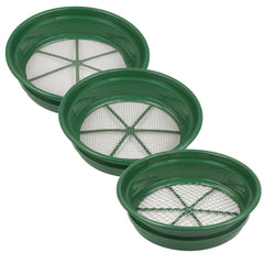 TerraX 3 pc Green Plastic Gold Sifting Pan Classifier Stackable Mesh Size 1/2 1/4 1/8