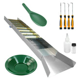 TerraX 6 pc Gold Prospecting Kit - Sluice Box, Pan, Vial, Snifter, Trowel, and Hooks