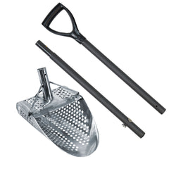 Dune Scoops Kraken 11x 8 Stainless Steel Metal Detector Sand Scoop with Large Round Holes w/ Dune Light & Strong Carbon Fiber Handle Universal Pole