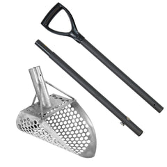Dune Scoops Loch Ness Mini 9 x 6" Stainless Steel Metal Detector Sand Scoop w/ Dune Light & Strong Carbon Fiber Handle