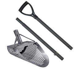 Dune Scoops Titanium Beach Sand Scoop 1.5mm Titanium Sheet /10 mm Hexahedron Holes and Carbon Fiber Rod with Handle