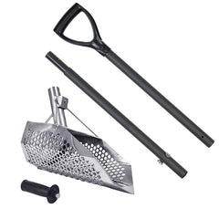Dune Scoops ProSeries Typhon Beach Sand Scoop 1.5mm 304 Stainless Steel/Combined Holes 5-7-9mm and Carbon Fiber Rod with Handle