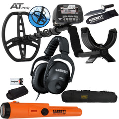 Garrett AT PRO Metal Detector w/ Pro-Pointer AT Pinpointer, Edge Digger, and Bag
