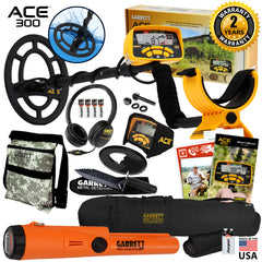Garrett ACE 300 Metal Detector with Waterproof Coil ProPointer AT and More