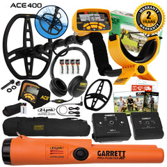 Garrett ACE 400 Metal Detector w/ Wireless System, Pro Pointer AT Z-Lynk & Bag