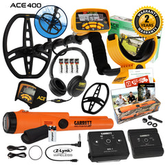 Garrett ACE 400 Metal Detector w/ Z-Lynk Wireless Audio System & Pro Pointer AT