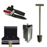 Lesche Combo w/ Serrated T-Handle Shovel, Right Serrated Digging Tool + Holster