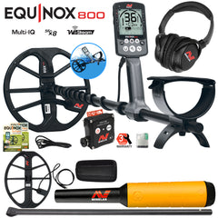 Minelab EQUINOX 800 Metal Detector with 15" Coil, Lower Shaft, and Pro-Find 20
