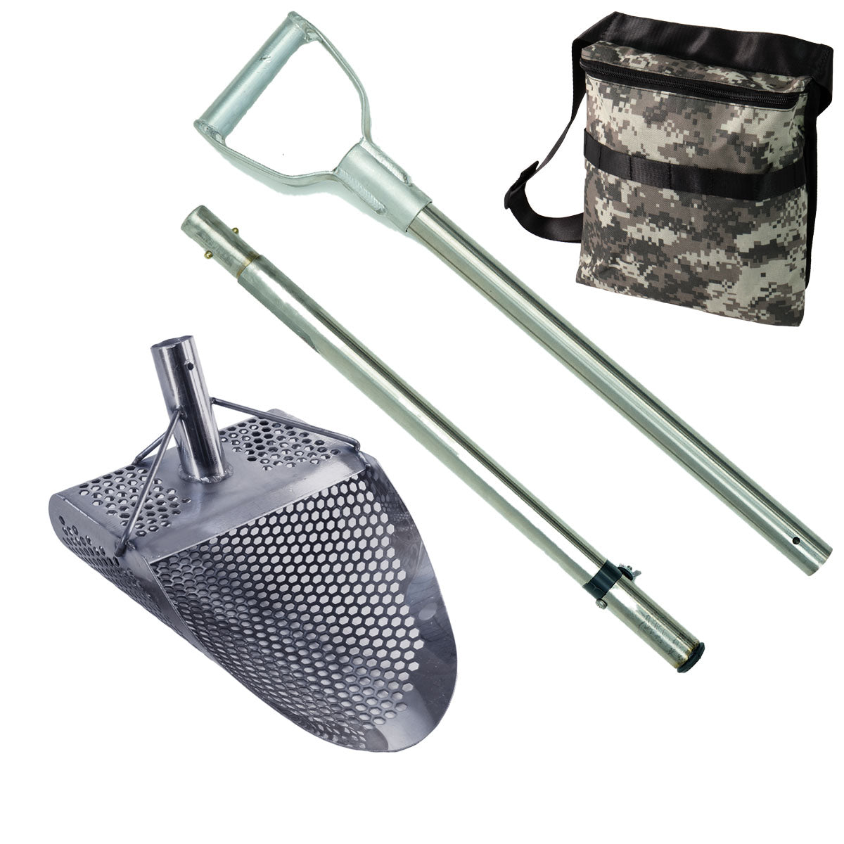 Dune Scoops Kraken 11 x 8" Stainless Metal Detector Sand Scoop w/ Sm Hexagon Holes