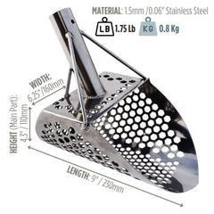 CooB  9" x 6.25" Stainless Steel Sand Scoop - Hexagon Holes