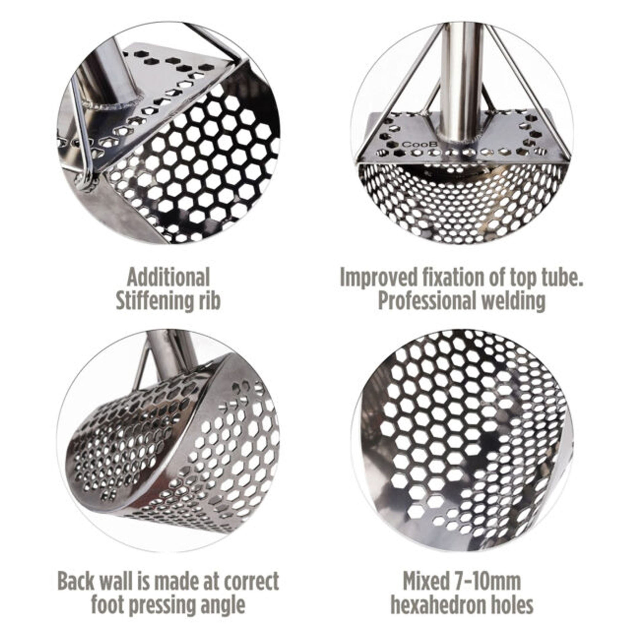 CooB  9" x 6.25" Stainless Steel Sand Scoop - Hexagon Holes