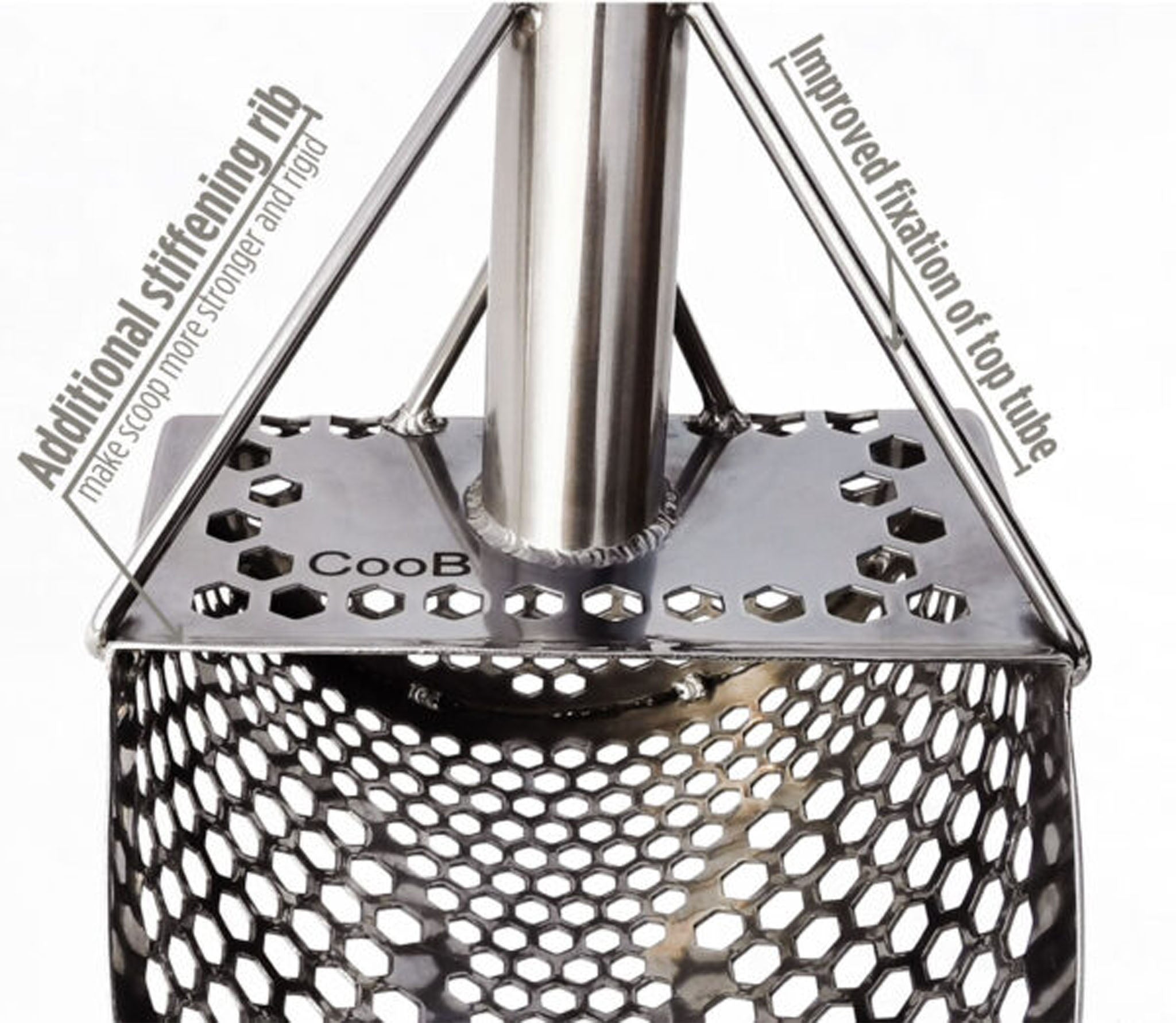 CooB  9" x 6.25" Stainless Steel Sand Scoop - Hexagon Holes