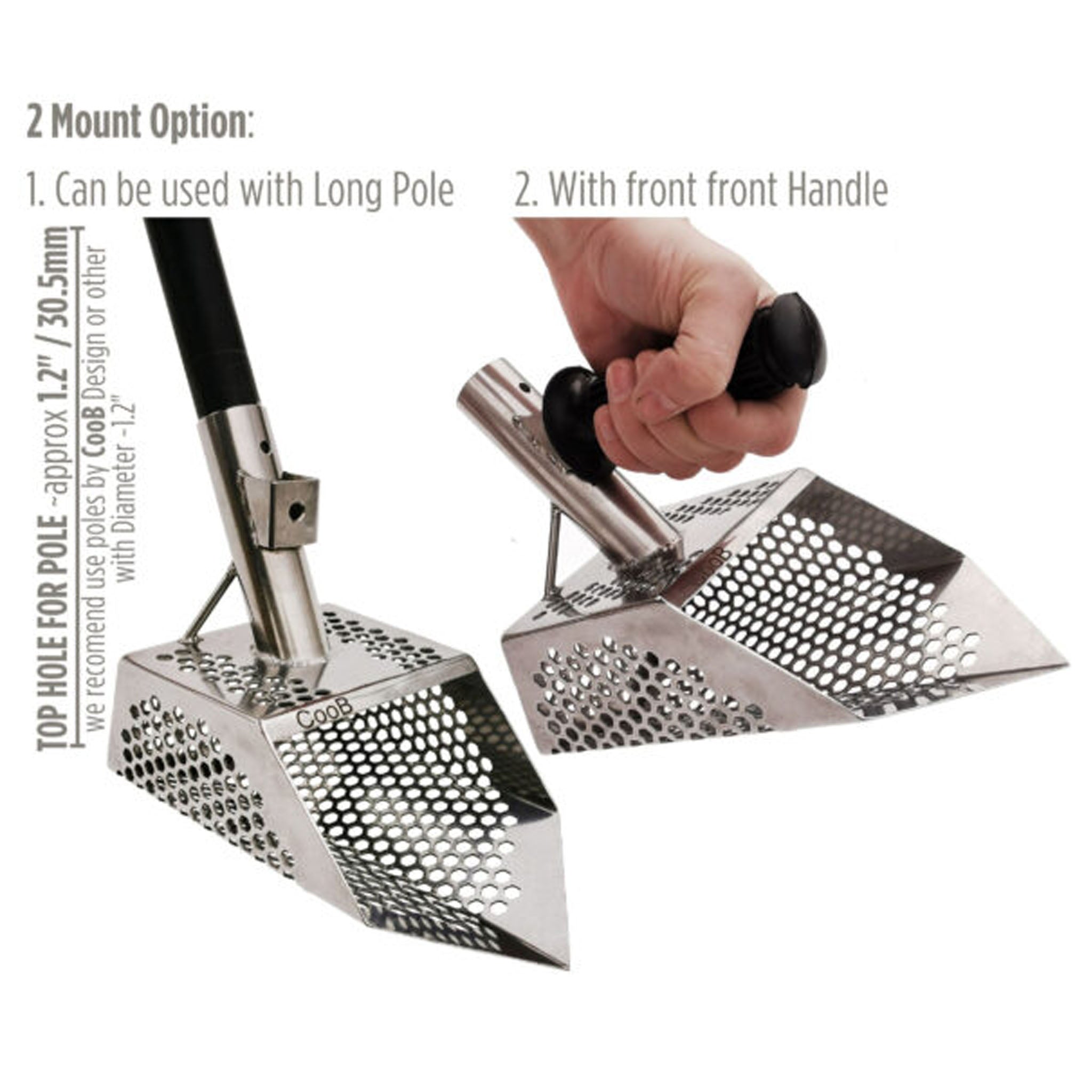 CooB 9" x 5.1" Stainless Steel Sand Scoop - Hexagon Holes
