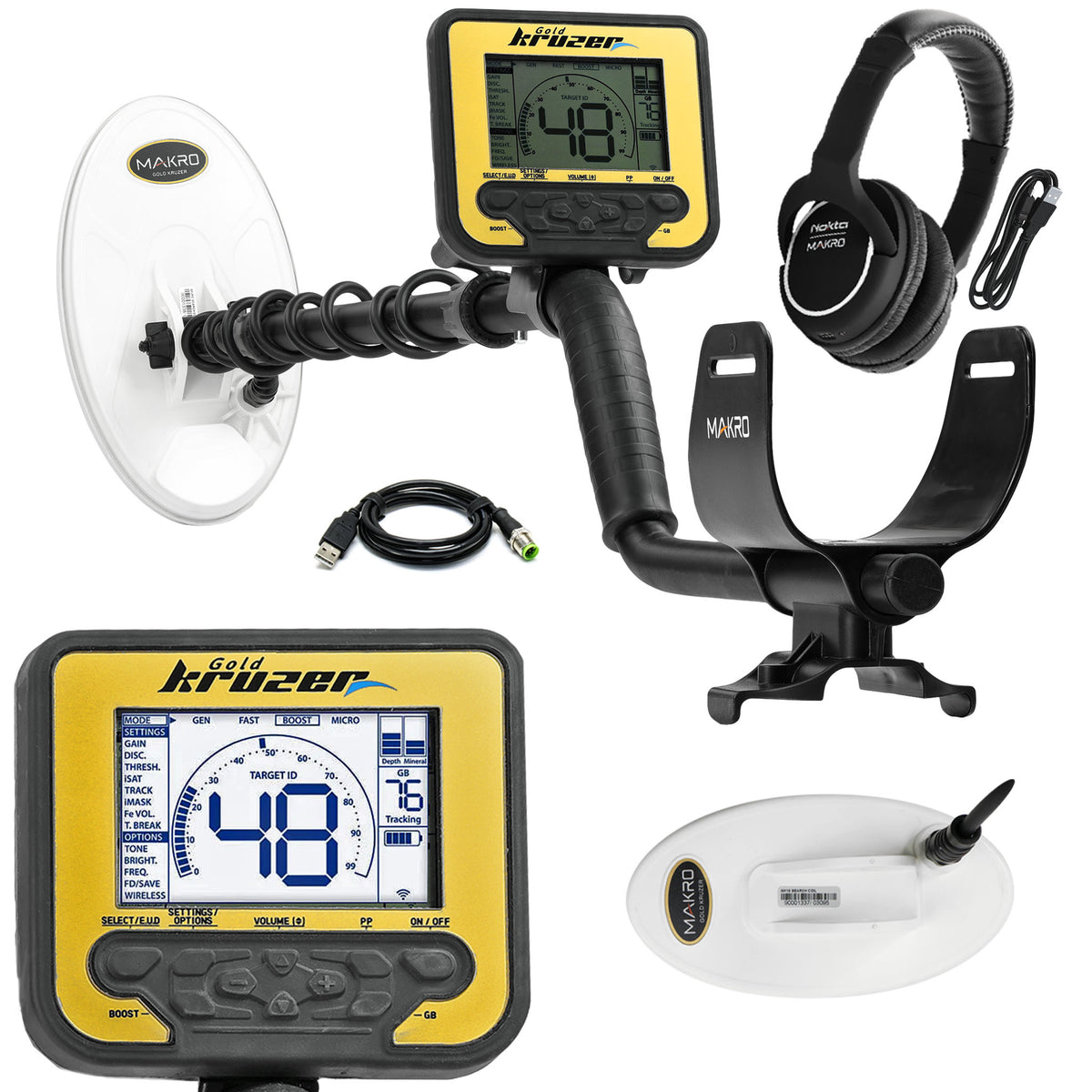 Nokta Gold Kruzer Metal Detector w/ 2 DD Search Coils & Wireless Headphones