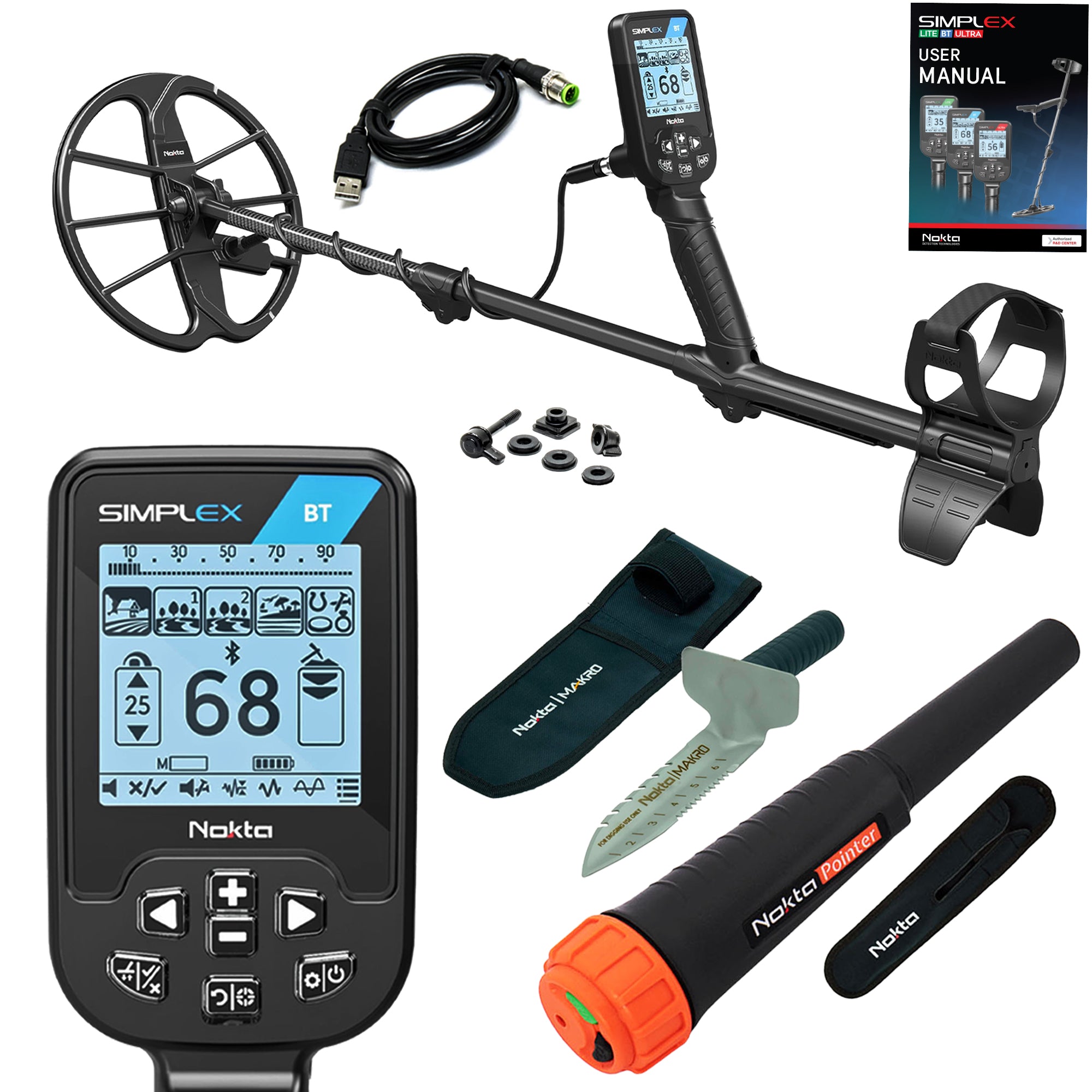 Nokta Simplex BT Waterproof Metal Detector with 11