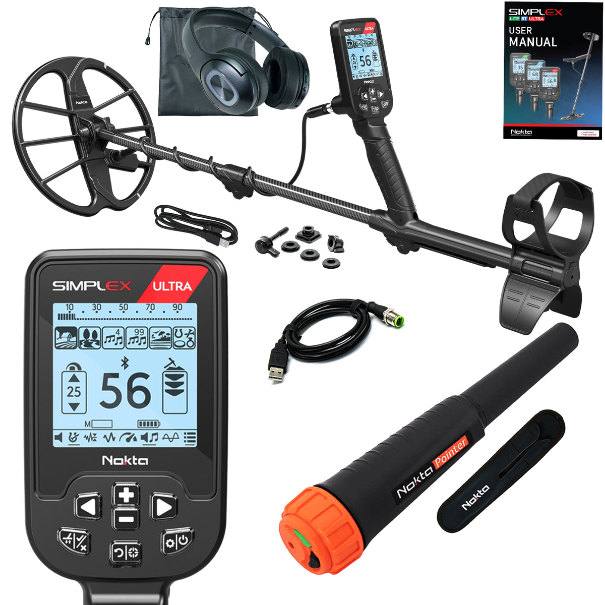 Nokta Simplex Ultra WHP Waterproof Detector with 11″ Coil & Wireless Headphones Pro Package