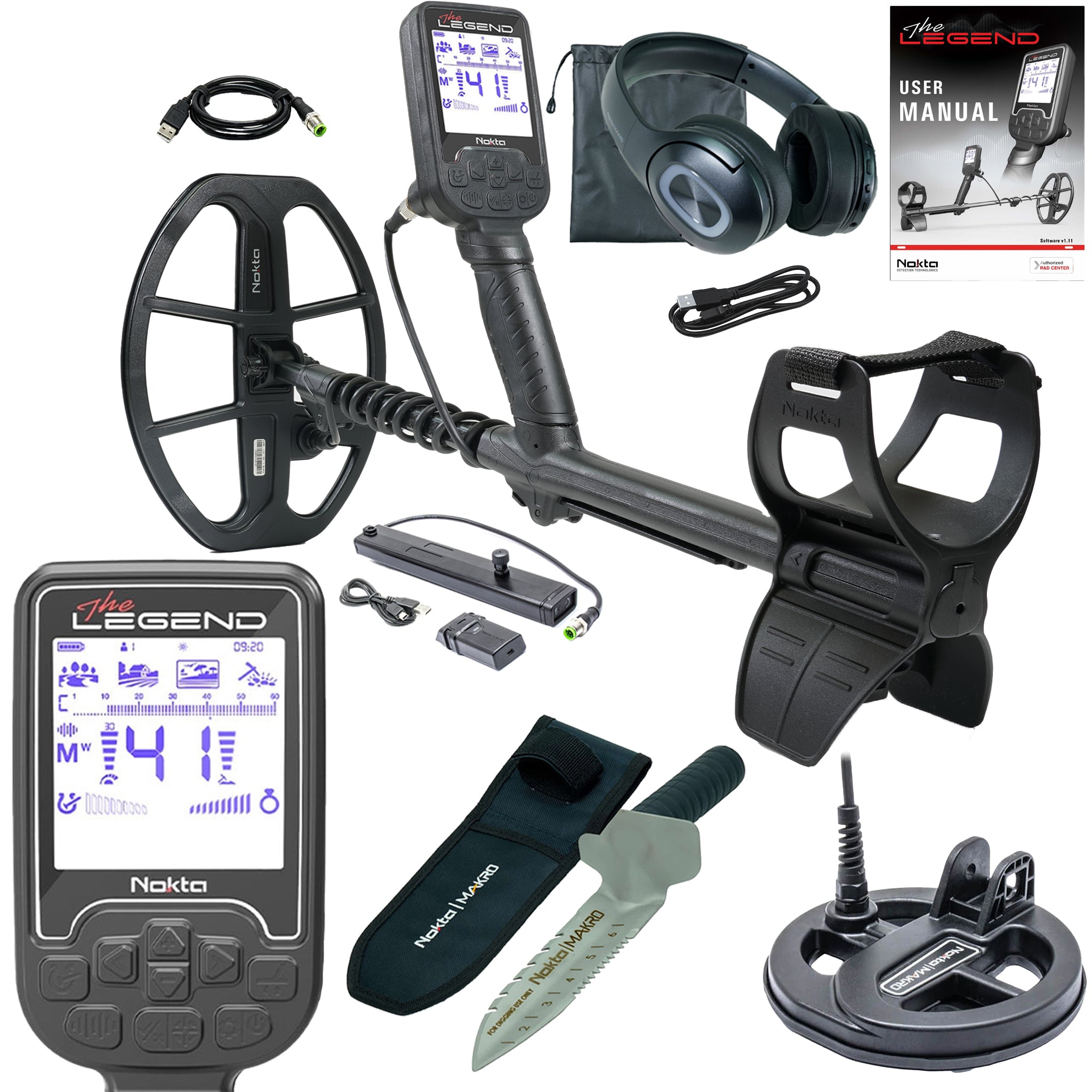 Nokta The Legend SMF Metal Detector Pro Pack w/ Wireless Headphones and LG30 12" X 9" Coil