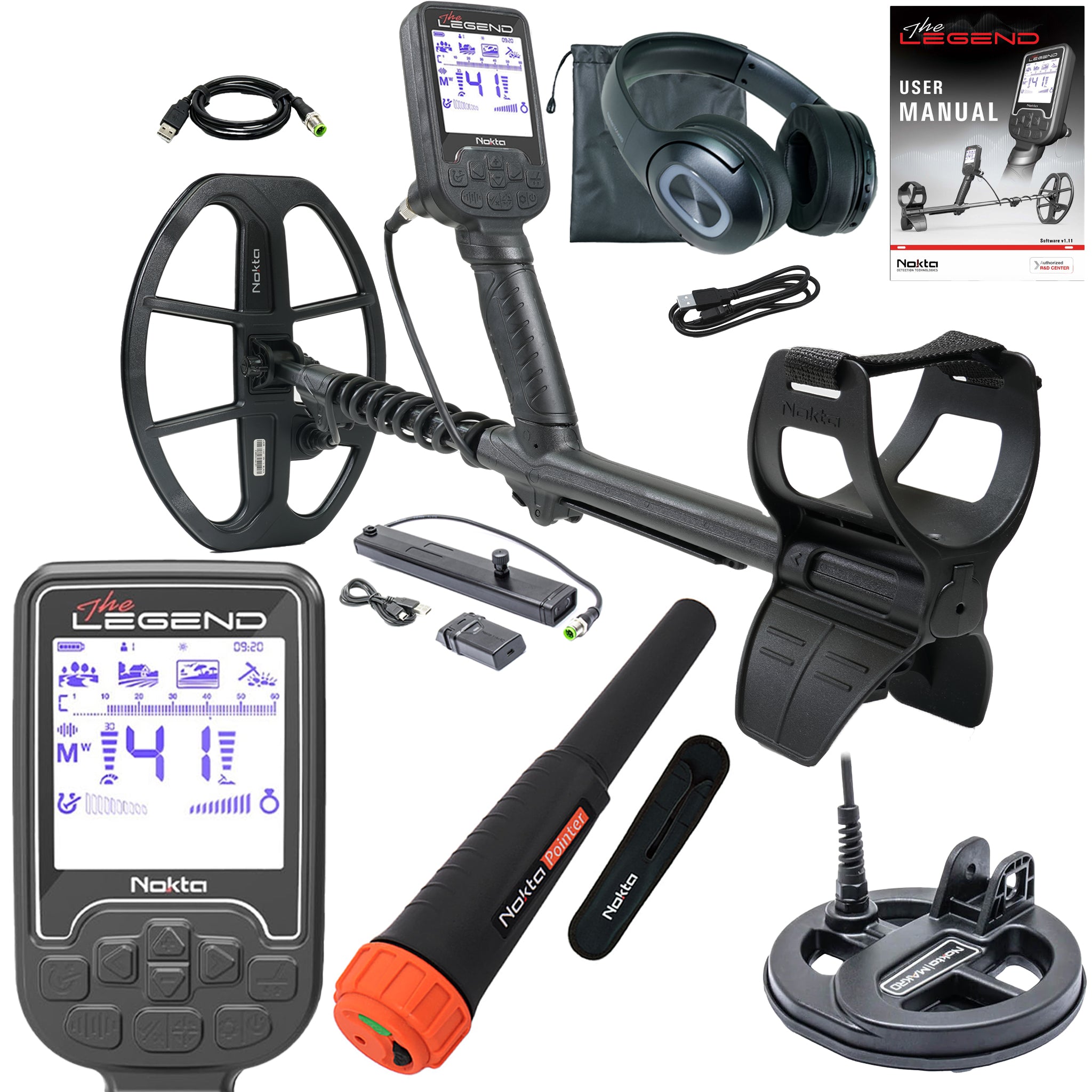 Nokta The Legend SMF Metal Detector Pro Pack w/ Wireless Headphones and LG30 12" X 9" Coil