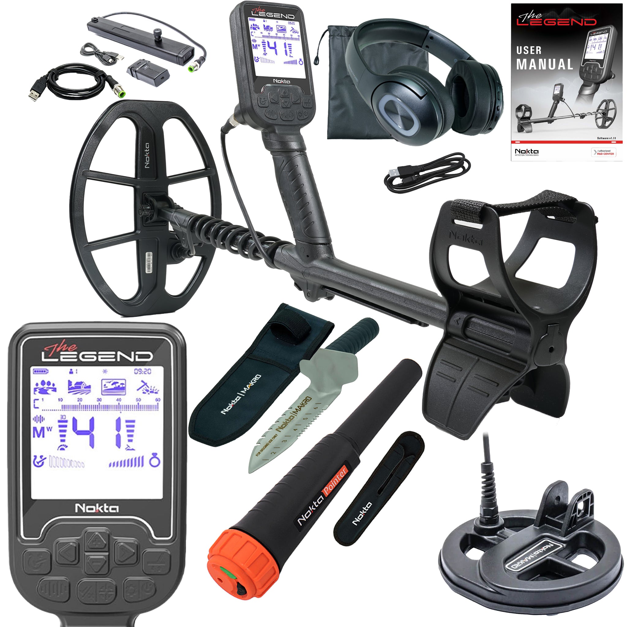 Nokta The Legend SMF Metal Detector Pro Pack w/ Wireless Headphones and LG30 12" X 9" Coil
