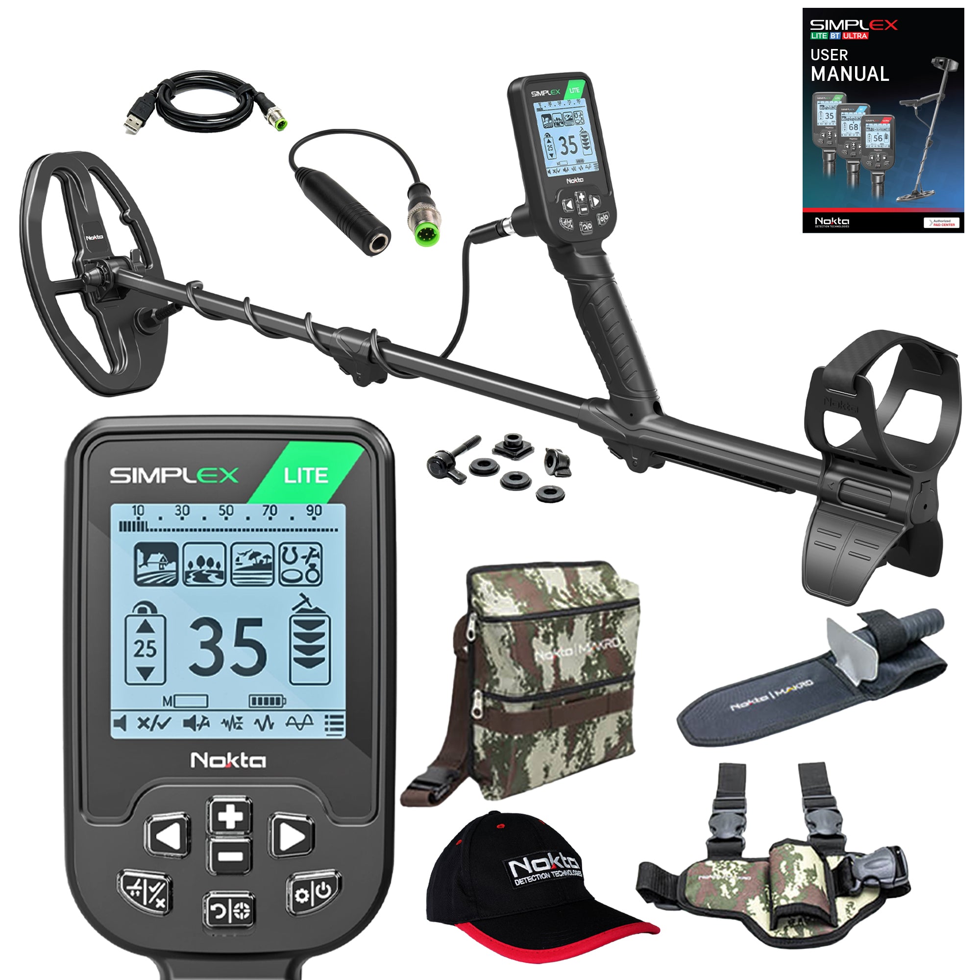 Nokta Simplex LITE Waterproof Metal Detector with 9.5 x 6" DD Coil Sta ...